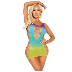 Leg Avenue Dresses LEG AVENUE - SEAMLESS MINI DRESS WITH OPENINGS OCEAN