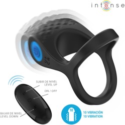 Intense Couples Toys INTENSE - ALEX VIBRATOR DUBULA Gredzens dzimumloceklim 10 VIBRATIONS BLACK