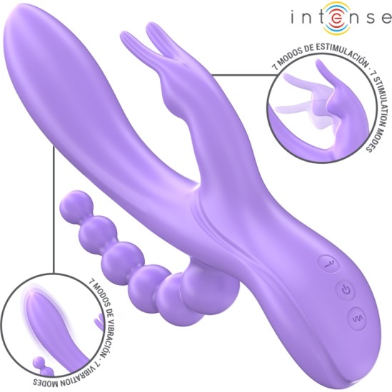 Intense Fun INTENSE - MIKO TRIPLE VIBRATOR RABBIT & STIMULATOR & ANAL 7 VIBRATIONS PURPLE