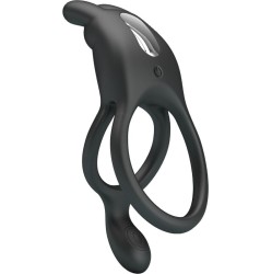 Pretty Love SETH DOUBLE VIBRATING RING RABBIT 7 VIBRATIONS BLACK