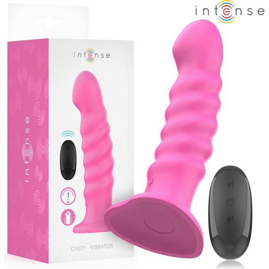 Intense Fun INTENSE - CINDY VIBRATOR SIZE L SPIRAL DESIGN 10 VIBRATIONS PINK REMOTE CONTROL