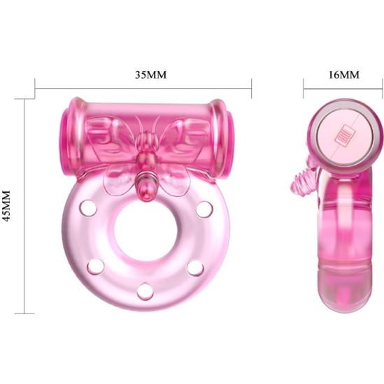 Baile Вибрационное кольцо для пениса с презервативом розового цвета