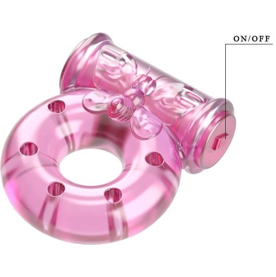 Baile Вибрационное кольцо для пениса с презервативом розового цвета