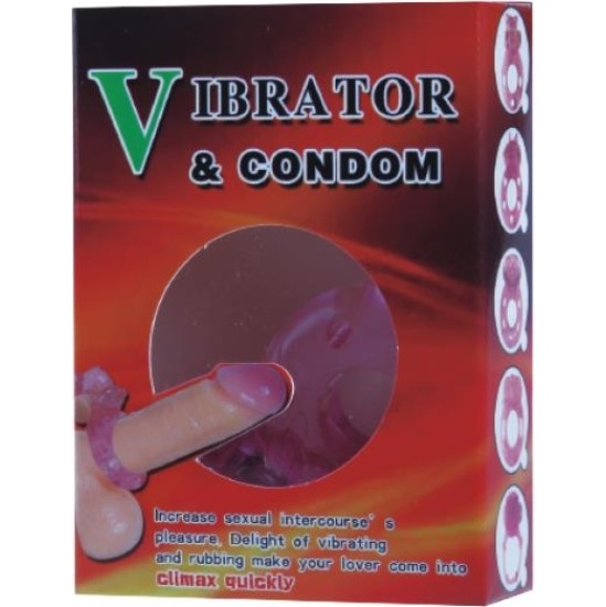 Baile Вибрационное кольцо для пениса с презервативом розового цвета