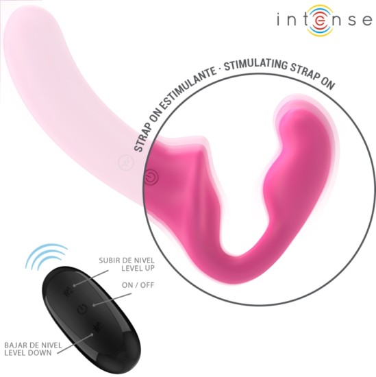 Intense Fun INTENSE - AMY DOUBLE VIBRATOR 20 CM ROZĀ TĀLVADĪBAS PULTS