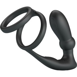 Pretty Love EMONI PENIS RING + ANAL PLUG 12 VIBRATIONS BLACK