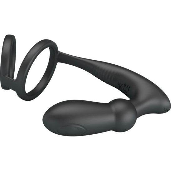 Pretty Love EMONI PENIS RING + ANAL PLUG 12 VIBRATIONS BLACK