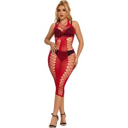 Subblime Dresses SUBBLIME - 952327 LONG RED FISHNET DRESS ONE SIZE