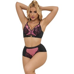 Subblime Sets SUBBLIME - 955571 PINK PATENT LEATHER MESH ZIPPER BRA SET S/M