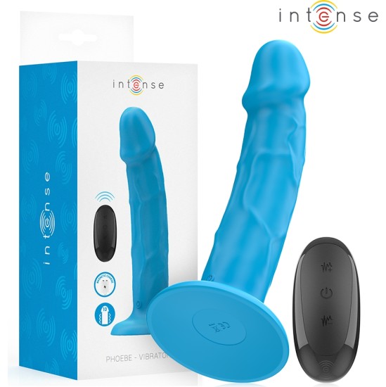 Intense Fun INTENSE - PHOEBE REALISTIC VIBRATOR 10 VIBRATIONS BLUE REMOTE CONTROL