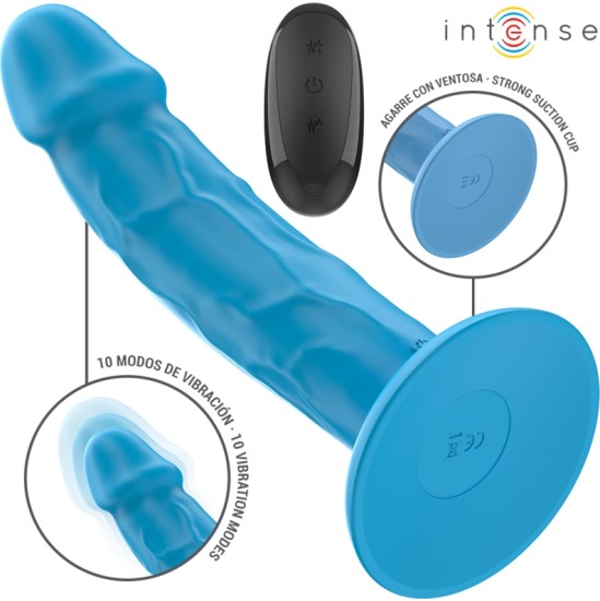 Intense Fun INTENSE - PHOEBE REALISTIC VIBRATOR 10 VIBRATIONS BLUE REMOTE CONTROL