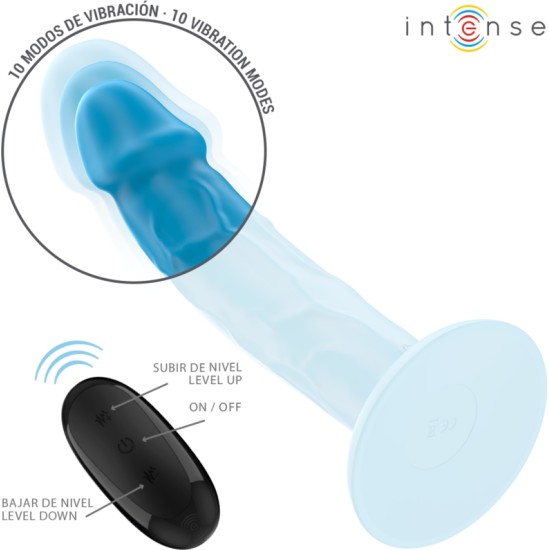Intense Fun INTENSE - PHOEBE REALISTIC VIBRATOR 10 VIBRATIONS BLUE REMOTE CONTROL