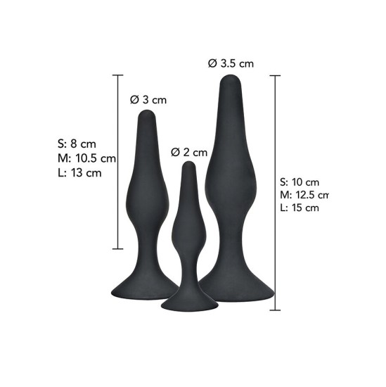 Toyjoy ANAL PLAY CURVY COMPANIONS ANAL PLUG 3 PIECES BLACK