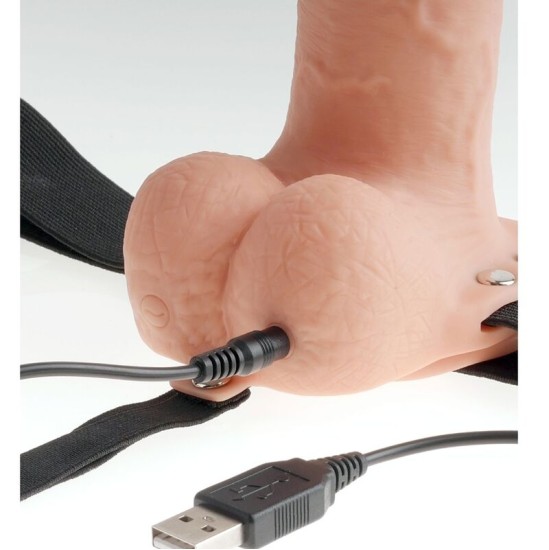 Fetish Fantasy Series ADJUSTABLE HARNESS REALISTIC PENIS WITH BALLS RECHARGEABLE AND VIBRATOR 23 CM