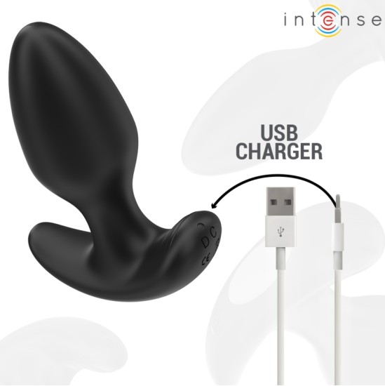 Intense Anal Toys INTENSE — JOEY ANAL PLUG 10 VIBRATIONS BLACK TĀLVADĪBAS PULTS