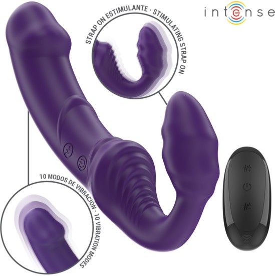 Intense Fun INTENSE — JILL DOUBLE VIBRATOR 20 CM PURPURA TĀLVADĪBAS PULTS