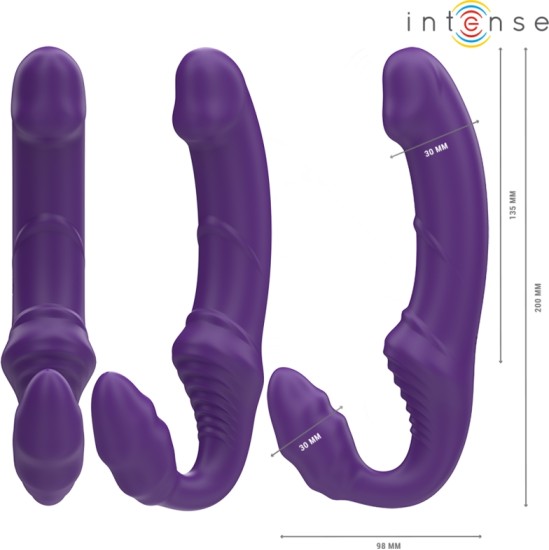 Intense Fun INTENSE — JILL DOUBLE VIBRATOR 20 CM PURPURA TĀLVADĪBAS PULTS