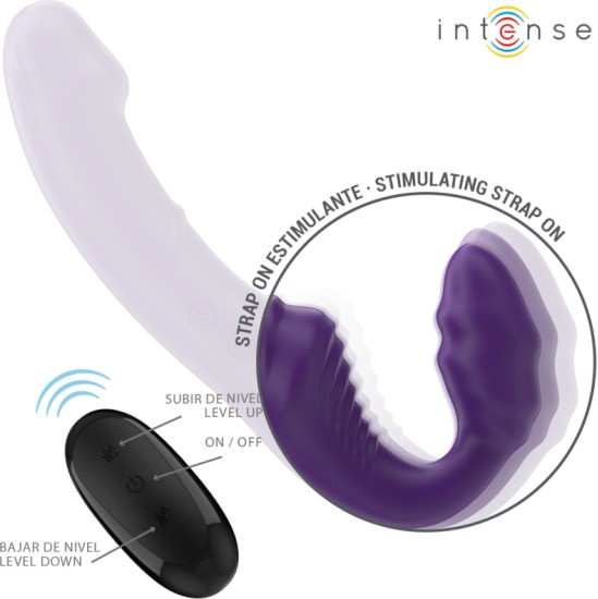 Intense Fun INTENSE — JILL DOUBLE VIBRATOR 20 CM PURPURA TĀLVADĪBAS PULTS