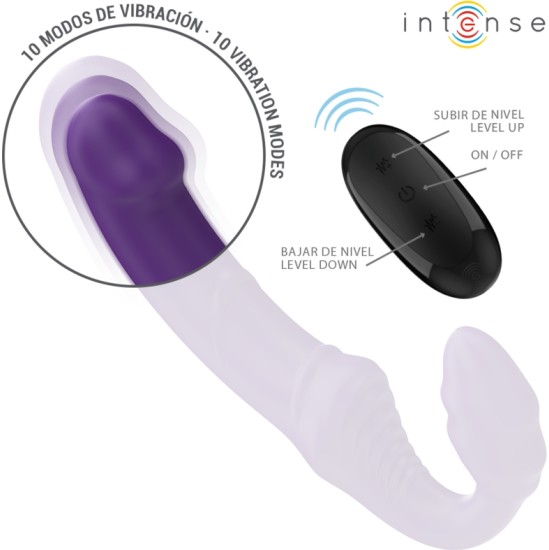 Intense Fun INTENSE — JILL DOUBLE VIBRATOR 20 CM PURPURA TĀLVADĪBAS PULTS