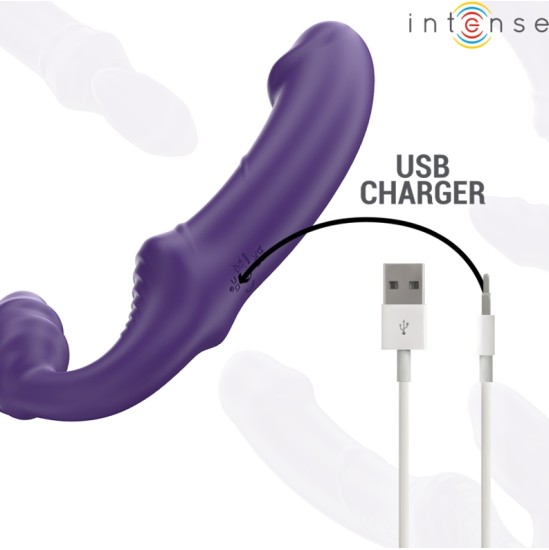 Intense Fun INTENSE — JILL DOUBLE VIBRATOR 20 CM PURPURA TĀLVADĪBAS PULTS