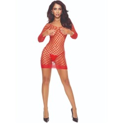 Passion Woman Bodystockings PASSION - BS108 BODYSTOCKING GRID RED