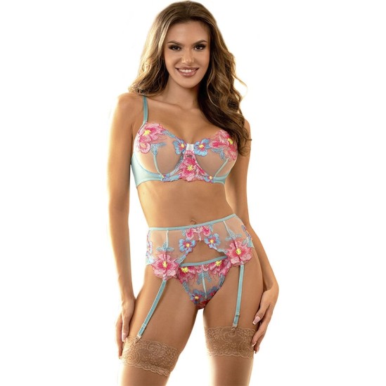 Subblime Sets SUBBLIME - 954116 Krūšturis + BIKSES AR PRIEKŠVIESTIŅU FLORAL DESIGN BLUE L/XL