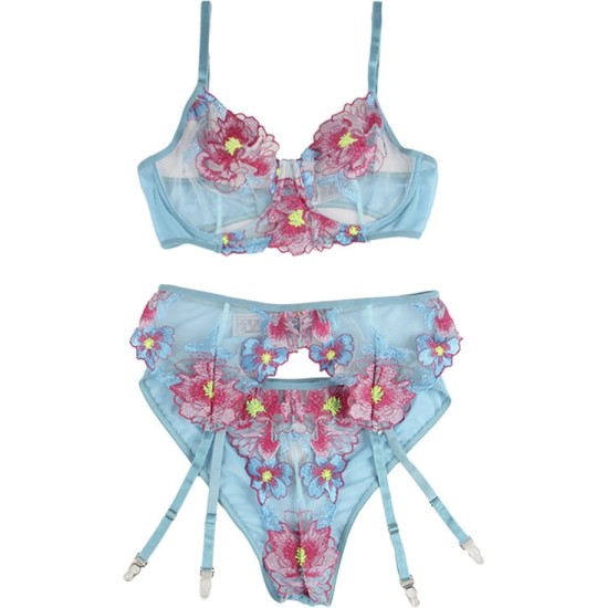 Subblime Sets SUBBLIME - 954116 Krūšturis + BIKSES AR PRIEKŠVIESTIŅU FLORAL DESIGN BLUE L/XL