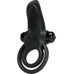 Pretty Love DOUBLE VIBRATING RING + CLITORIS STIMULATOR 10 VIBRATIONS BLACK