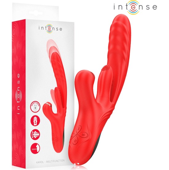 Intense Fun INTENSE - KAROL MULTIFUNCTION VIBRATOR THRUST & STIMULATION & STIMULATING WAVES RED
