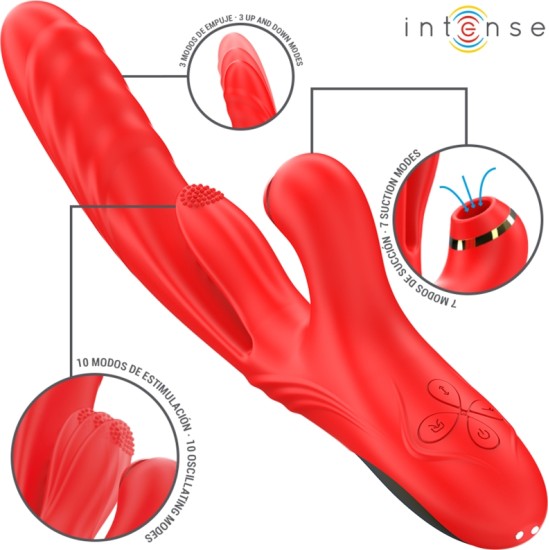 Intense Fun INTENSE - KAROL MULTIFUNCTION VIBRATOR THRUST & STIMULATION & STIMULATING WAVES RED