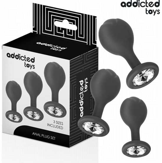 Addicted Toys SET OF 3 ANAL PLUG SILICONE WITH JEWEL