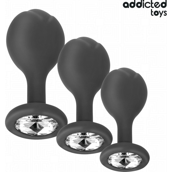 Addicted Toys SET OF 3 ANAL PLUG SILICONE WITH JEWEL