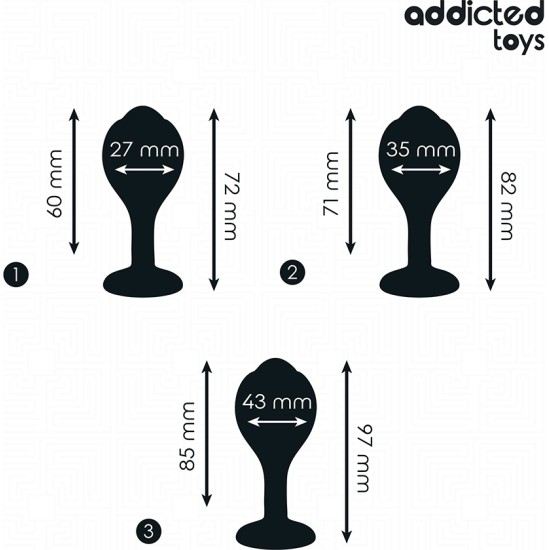 Addicted Toys SET OF 3 ANAL PLUG SILICONE WITH JEWEL