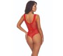Passion Woman Bodystockings PASSION - BS115 BODYSTOCKING GRID RED