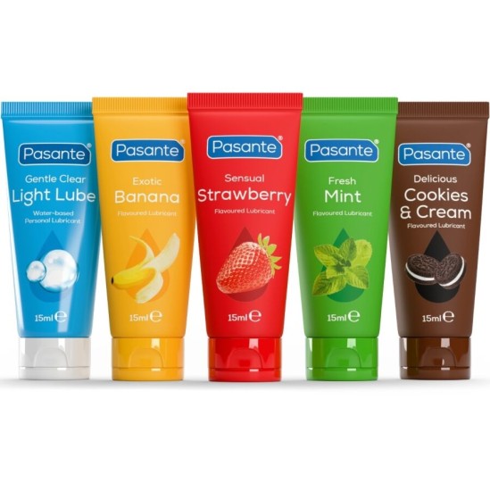 Pasante PACK ASSORTED FLAVOR LUBRICANTS 5 UNITS X 15 ML