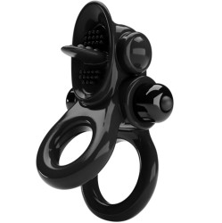 Pretty Love - PASSIONATE RING DOUBLE VIBRATING RING + CLITORIS STIMULATOR BLACK