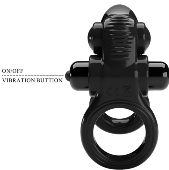 Pretty Love - PASSIONATE RING DOUBLE VIBRATING RING + CLITORIS STIMULATOR BLACK