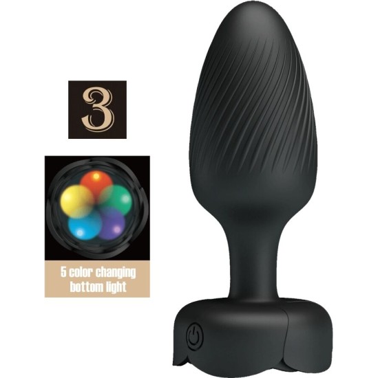 Pretty Love OSBORN ANAL PLUG WITH LED LIGHT BLACK 9.8 CM