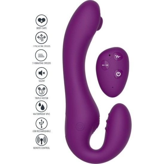 Xocoon 2 IN 1 STRAPLESS STRAP-ON VIBRATOR WITH REMOTE CONTROL PURPLE