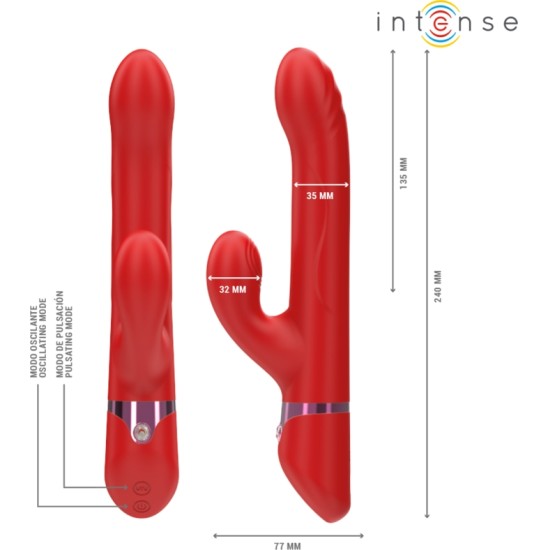 Intense Fun INTENSE - LELE MULTIFUNCTION VIBRATOR ROTATING & OSCILLATION & STIMULATION RED