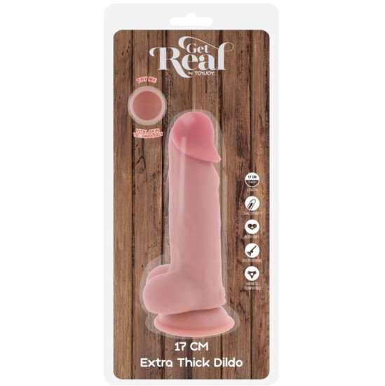 Get Real DELUXE REALISTIC PENIS WITH TESTICLES EXTRA THICK 17 CM