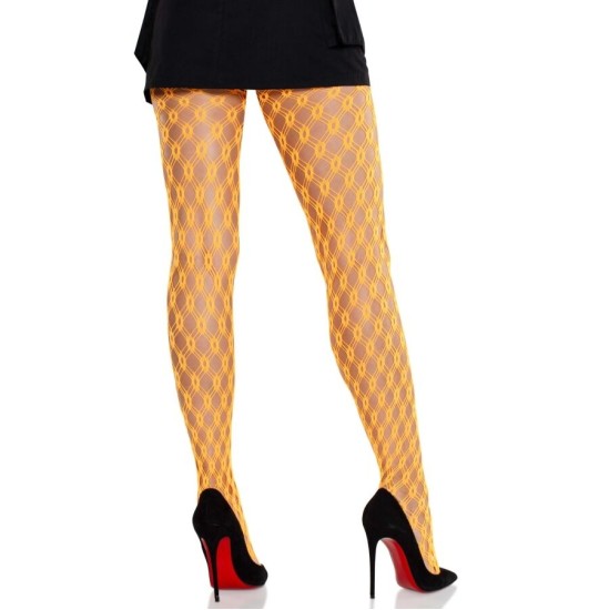 Leg Avenue Hosiery LEG AVENUE - LACE TIGHTS WITH EYELETS NEON ORANGE