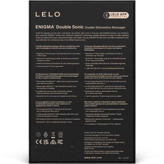 Lelo ENIGMA DOUBLE SONIC VIBRATOR POINT G BLACK