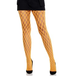 Leg Avenue Hosiery LEG AVENUE - LACE TIGHTS WITH EYELETS NEON ORANGE