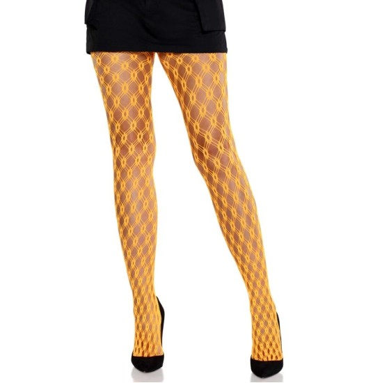 Leg Avenue Hosiery LEG AVENUE - LACE TIGHTS WITH EYELETS NEON ORANGE