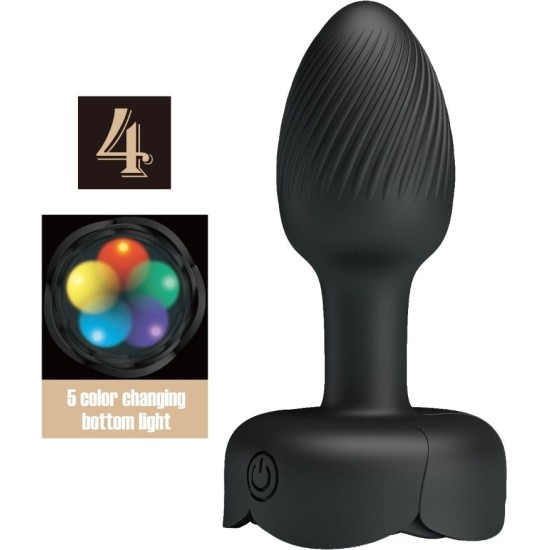 Pretty Love OLMAN ANAL PLUG WITH LED LIGHT BLACK 8.8 CM