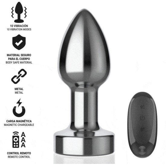 Intense Anal Toys INTENSE - ANAL PLUG 10 VIBRATIONS METAL WITH REMOTE CONTROL S