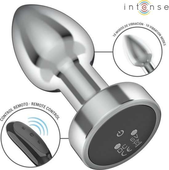 Intense Anal Toys INTENSE - ANAL PLUG 10 VIBRATIONS METAL WITH REMOTE CONTROL S
