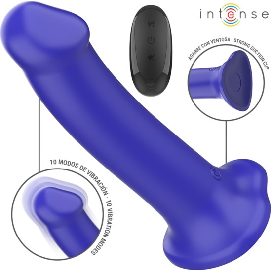 Intense Fun INTENSE - VICTORIA VIBRATOR WITH SUCTION CUP 10 VIBRATIONS DARK BLUE REMOTE CONTROL