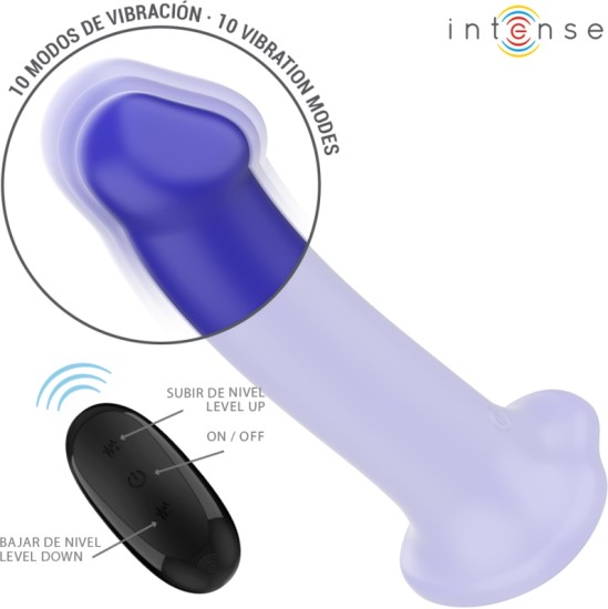 Intense Fun INTENSE - VICTORIA VIBRATOR WITH SUCTION CUP 10 VIBRATIONS DARK BLUE REMOTE CONTROL